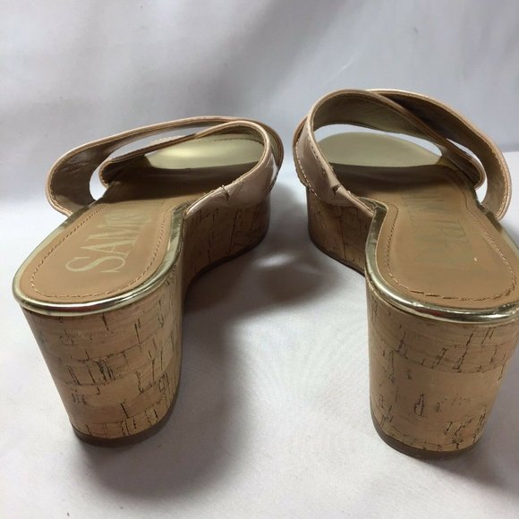 Sam & Libby Beige Criss Cross Cork Wedge Sandal 8 1/2 M - Picture 6 of 9